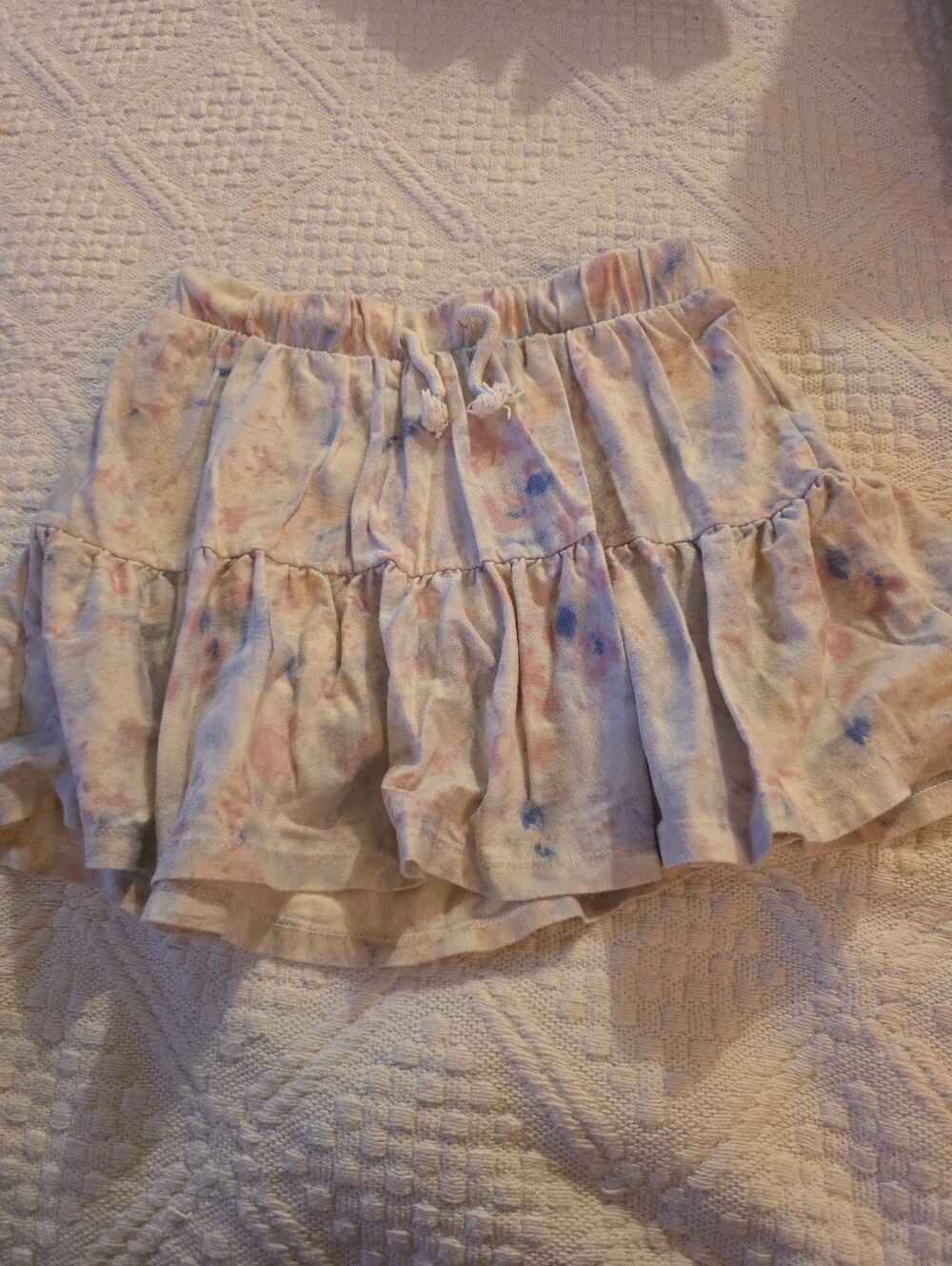 Cat & Jack White Skirt with Pastel Tie-Dye Accents